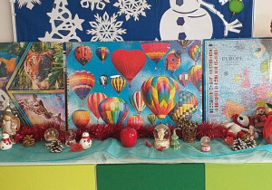 Trzy puzzle w antyramach: zwierzęta świata, balony, mapa Europy